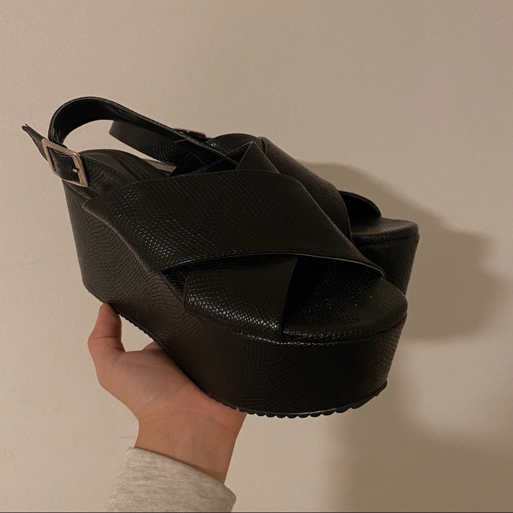 DAVID ISAAC BLACK PLATFORM SANDAL